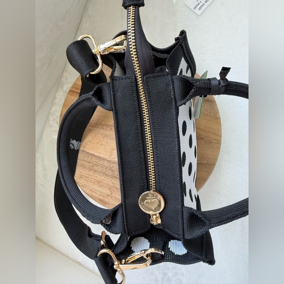 NWT • Kate Spade x Target Poka Dot Black & White Knit Crossbody Bag - Picture 10 of 16